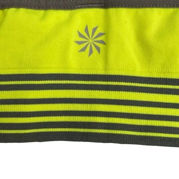Nearly New! Athleta Neon Yellow Gray Trim Racerback Sports Bra - Small - Picture 4 of 8